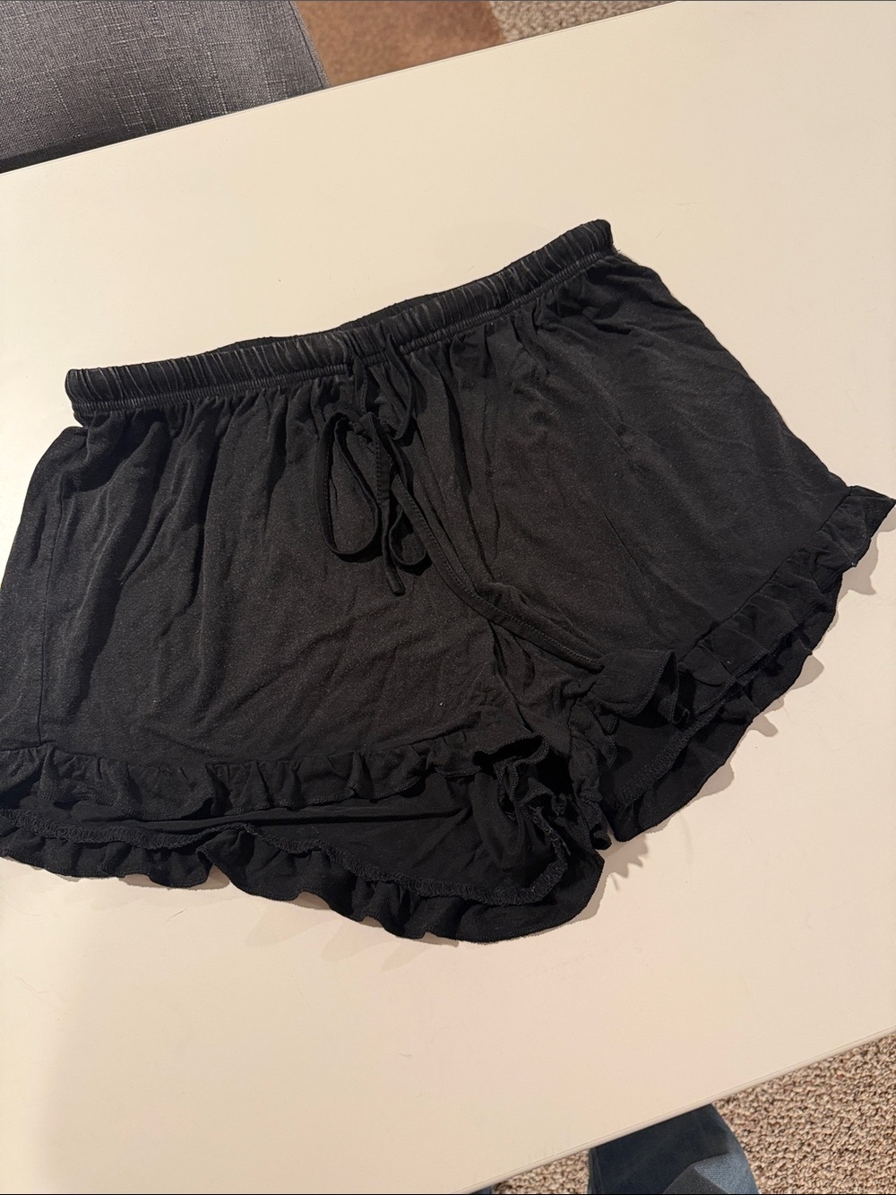 Women's Black POL shorts with Ruffle and drawstring size Medium